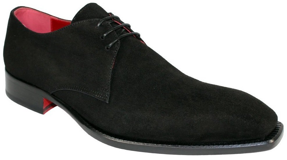 Emilio Franco "Uberto" Black Calfskin Suede Plain Toe Derby Shoes.